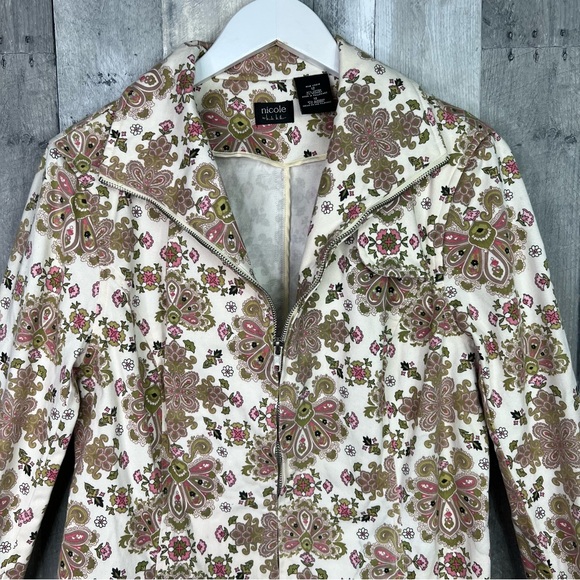 NICOLE MILLER Floral Print Boho Peacoat Jacket Size 12 - Picture 2 of 7
